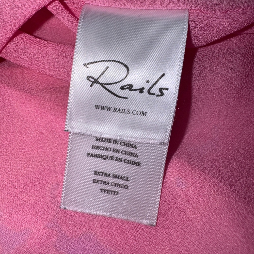 Rails Jasmine Pink Floral Abstract Smocked Waist V-Neck Mini Dress XS - Picture 10 of 12
